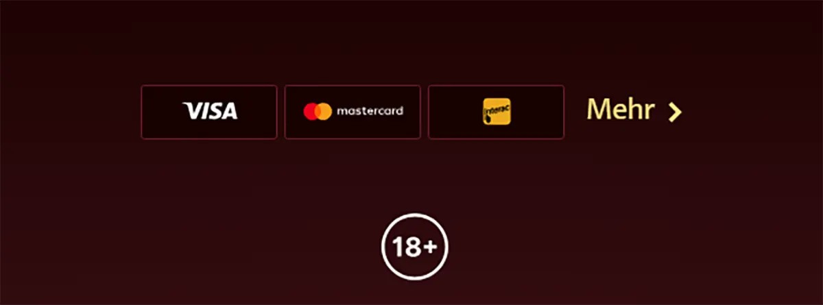 Casino payment methods icons with Visa, Mastercard and more options banner
